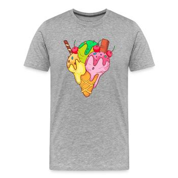 Eis Speiseeis Eiskrem Eiscreme Kugeleis Eisbecher - Männer Premium Bio T-Shirt - Grau meliert - Vorne - Damien (186cm)