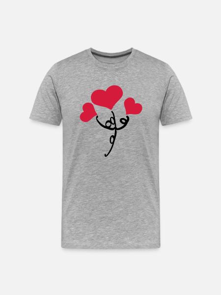 Red hearts flower - Men's Premium Organic T-Shirt - heather grey