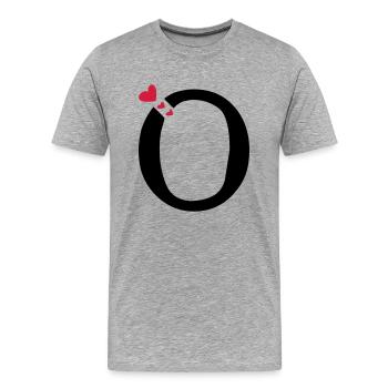 Capital lettre O avec des coeurs - T-shirt bio Premium Homme - gris chiné - Devant - Damien (186cm)