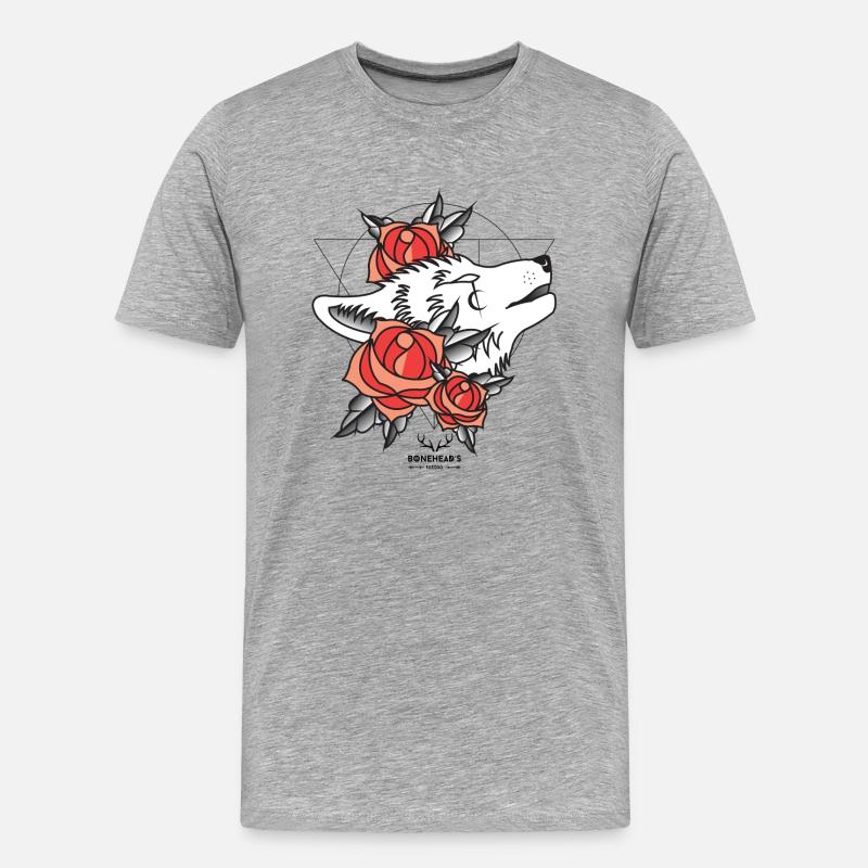 Wolfhead - Männer Premium Bio T-Shirt - Grau meliert