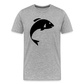 Fisch Symbol - Männer Premium Bio T-Shirt - Grau meliert - Vorne - Damien (186cm)