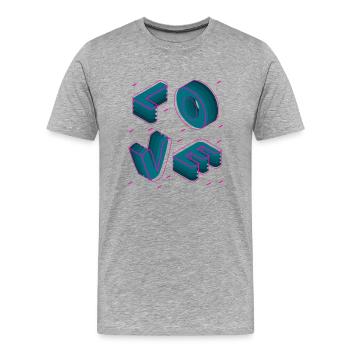Graphique LOVE - T-shirt bio Premium Homme - gris chiné - Devant - Damien (186cm)