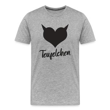 Teufelchen mit Herz Teufel Devil - Männer Premium Bio T-Shirt - Grau meliert - Vorne - Damien (186cm)