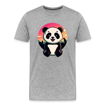 Mignon Panda Sunset Design - T-shirt bio Premium Homme - gris chiné - Devant - Damien (186cm)