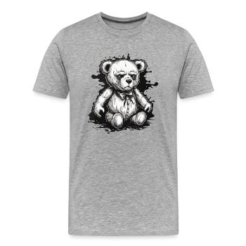 Ours en peluche / Peluche / Animal en peluche / Idée cadeau - T-shirt bio Premium Homme - gris chiné - Devant - Damien (186cm)