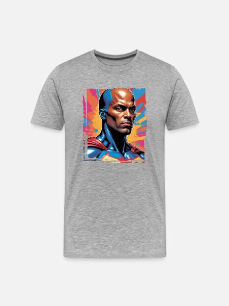 Porträt eines Sci-Fi-Superhelden - Männer Premium Bio T-Shirt - Grau meliert