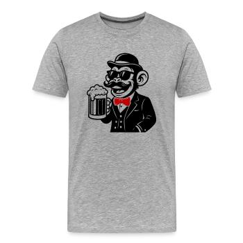 Affe Bier Sir - Männer Premium Bio T-Shirt - Grau meliert - Vorne - Damien (186cm)