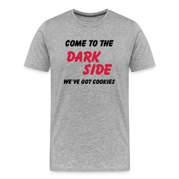 Come to the dark side...we've got cookies - Men's Premium Organic T-Shirt - heather grey - Front - Damien (186cm)