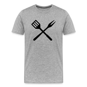 Grillen Grillbesteck Wender und Gabel - Männer Premium Bio T-Shirt - Grau meliert - Vorne - Damien (186cm)