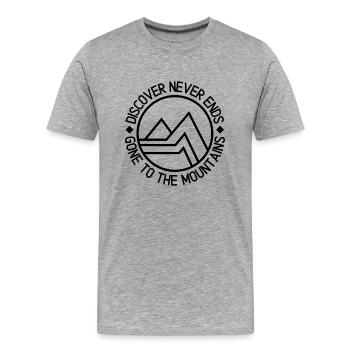 La découverte ne finit jamais - T-shirt bio Premium Homme - gris chiné - Devant - Damien (186cm)
