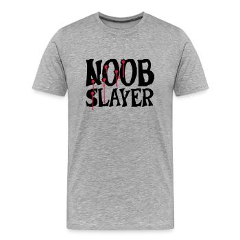 Noob Slayer Shooter - T-shirt bio Premium Homme - gris chiné - Devant - Damien (186cm)