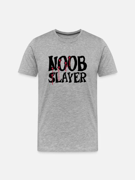 Noob Slayer Shooter - Männer Premium Bio T-Shirt - Grau meliert