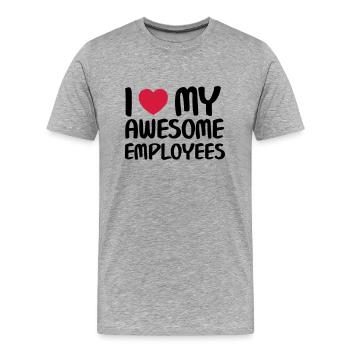 I Heart My Awesome Employees - T-shirt bio Premium Homme - gris chiné - Devant - Damien (186cm)