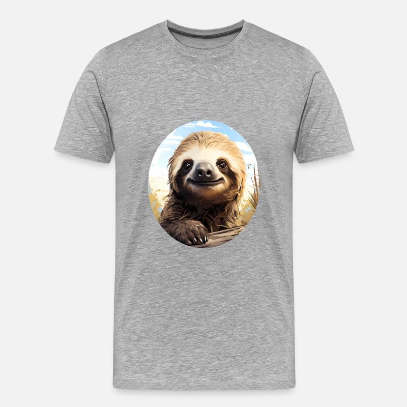 Faultier - Männer Premium Bio T-Shirt - Grau meliert