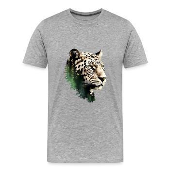 Leopard - Men's Premium Organic T-Shirt - heather grey - Front - Damien (186cm)