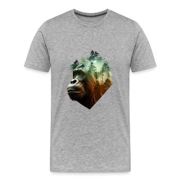Gorilla - Männer Premium Bio T-Shirt - Grau meliert - Vorne - Damien (186cm)
