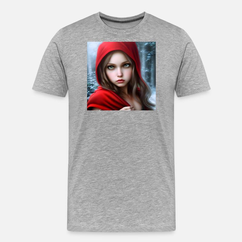 Rotkäppchen im Winterwald - Märchen - Männer Premium Bio T-Shirt - Grau meliert