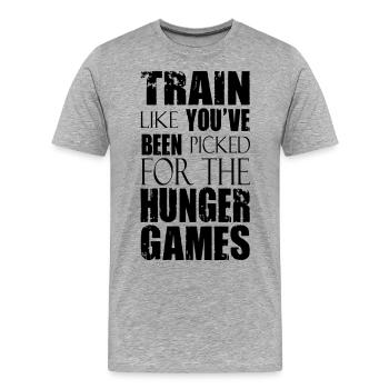 Train Like You've Been Picked for the Hunger Games - Men's Premium Organic T-Shirt - heather grey - Front - Damien (186cm)