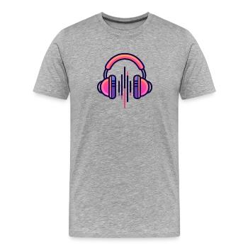 casque audio, fan de musique, logo casque audio - T-shirt bio Premium Homme - gris chiné - Devant - Damien (186cm)