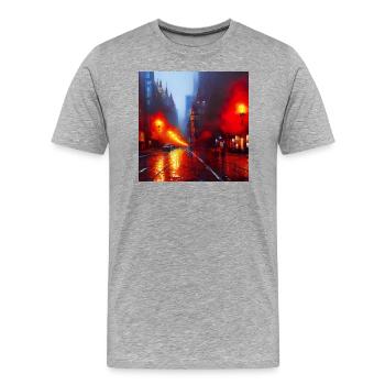 Regen Lampen - Impressionistischer Stil - Männer Premium Bio T-Shirt - Grau meliert - Vorne - Damien (186cm)
