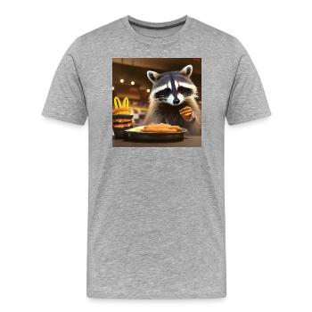 Raccoon in the fast food restaurant - Men's Premium Organic T-Shirt - heather grey - Front - Damien (186cm)
