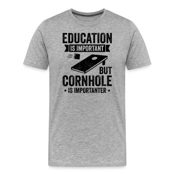 Cornhole Bildung Ist Wichtig - Männer Premium Bio T-Shirt - Grau meliert - Vorne - Damien (186cm)