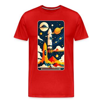 Space - Men's Premium Organic T-Shirt - red - Front - Damien (186cm)