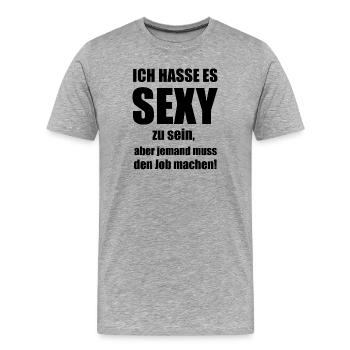 travail sexy noir - T-shirt bio Premium Homme - gris chiné - Devant - Damien (186cm)