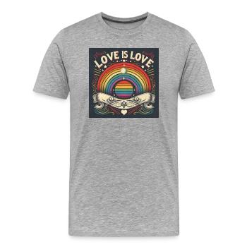 LOVE is LOVE - T-shirt bio Premium Homme - gris chiné - Devant - Damien (186cm)
