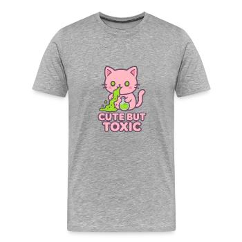 Toxic Kawaii Cat - Men's Premium Organic T-Shirt - heather grey - Front - Damien (186cm)