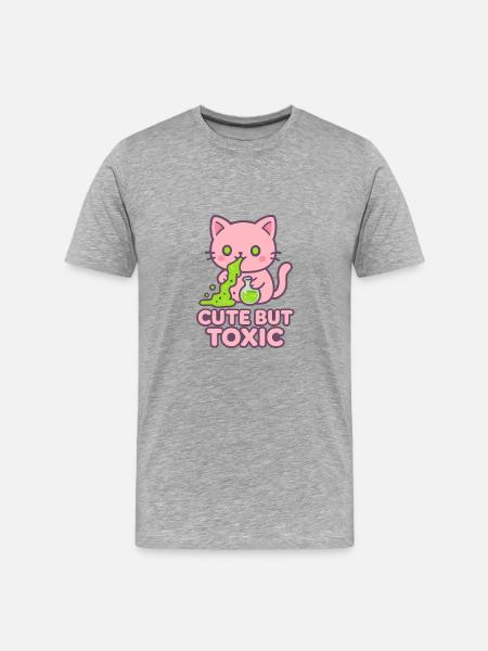 Toxic Kawaii Cat - Men's Premium Organic T-Shirt - heather grey
