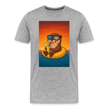 Monterey Bay aquarium loutre chemise loutre chemise loutre mer - T-shirt bio Premium Homme - gris chiné - Devant - Damien (186cm)