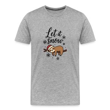 Peluche paresseux Let it Snow Motif de Noël - T-shirt bio Premium Homme - gris chiné - Devant - Damien (186cm)