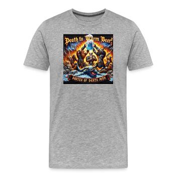 Mort à la bière chaude - Triomphe barbare - T-shirt bio Premium Homme - gris chiné - Devant - Damien (186cm)