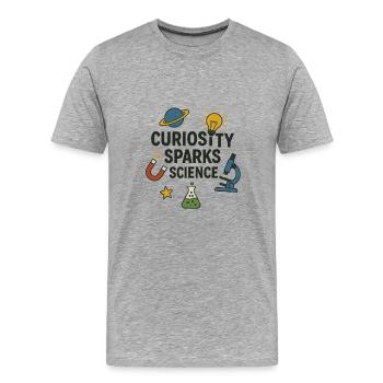Curiosity Sparks Science - Men's Premium Organic T-Shirt - heather grey - Front - Damien (186cm)