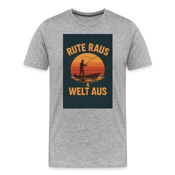 Rute Raus & Welt Aus - Männer Premium Bio T-Shirt - Grau meliert - Vorne - Damien (186cm)