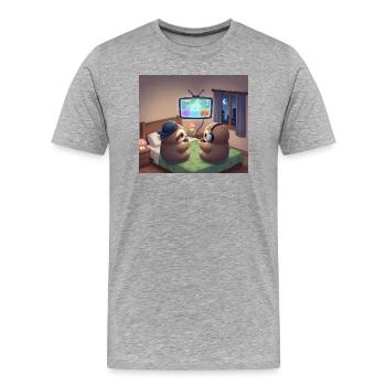 Sloth Night Gamer - Men's Premium Organic T-Shirt - heather grey - Front - Damien (186cm)