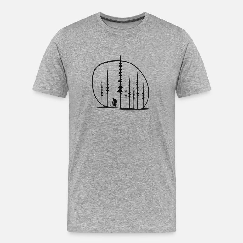 Waldpfad Radler Silhouette geschenkidee Freunde  - Männer Premium Bio T-Shirt - Grau meliert