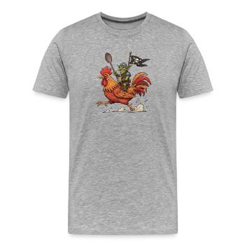 Cavalier gobelin sur un coq - T-shirt bio Premium Homme - gris chiné - Devant - Damien (186cm)