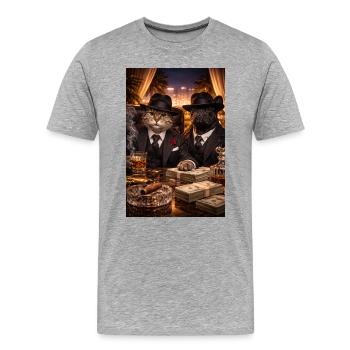 Elegante Tier-Gangster im Casino - Männer Premium Bio T-Shirt - Grau meliert - Vorne - Damien (186cm)