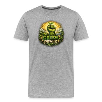 Green Power : Poings Focus Environnementaux - T-shirt bio Premium Homme - gris chiné - Devant - Damien (186cm)