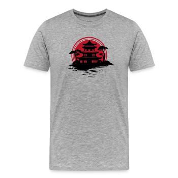 maison japonaise, maison asiatique, zen - T-shirt bio Premium Homme - gris chiné - Devant - Damien (186cm)