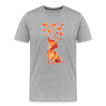 Teckel amoureux - T-shirt bio Premium Homme - gris chiné - Devant - Damien (186cm)