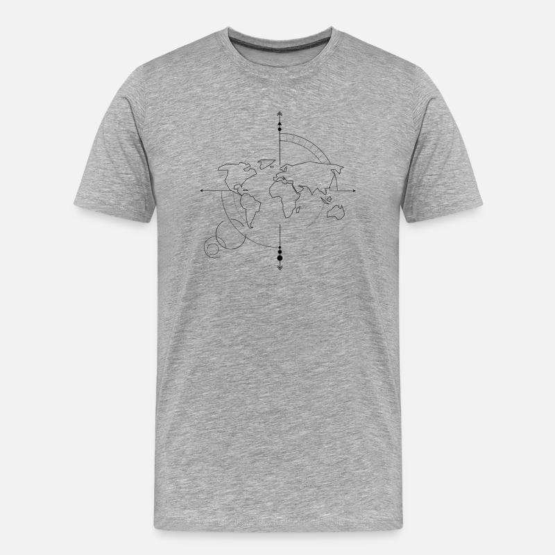 Kompass - Männer Premium Bio T-Shirt - Grau meliert