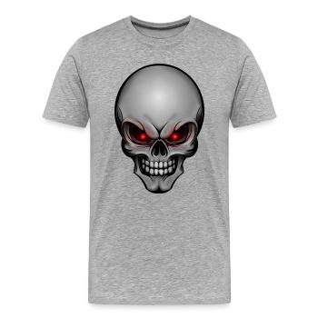 Totenschädel 004 - Männer Premium Bio T-Shirt - Grau meliert - Vorne - Damien (186cm)