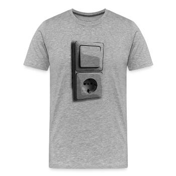 Retro light switch socket transparent - Men's Premium Organic T-Shirt - heather grey - Front - Damien (186cm)