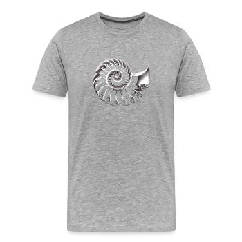 Nautilus/ Goldener Schnitt minimalistisch - Männer Premium Bio T-Shirt - Grau meliert - Vorne - Damien (186cm)