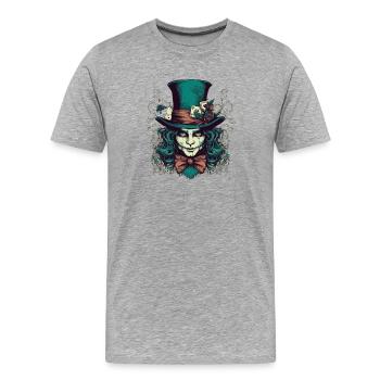 Chapelier effrayant aux cheveux verts - T-shirt bio Premium Homme - gris chiné - Devant - Damien (186cm)