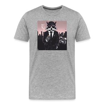 Gangster Raton laveur - T-shirt bio Premium Homme - gris chiné - Devant - Damien (186cm)