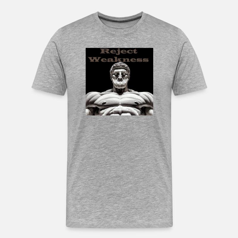 Reject Weakness - Männer Premium Bio T-Shirt - Grau meliert
